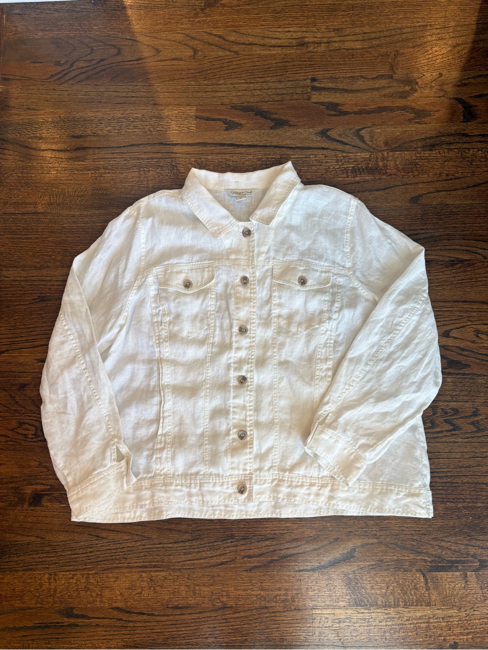 Coldwater Creek White Button-Front linen jacket